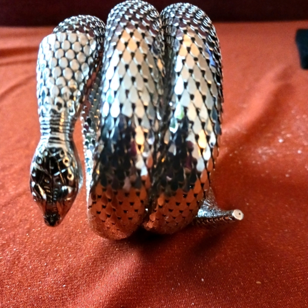 Exotic vintage Whiting Davis Silverstone snake bracelet